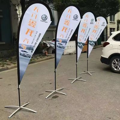 Fiberglass Poles Stainless Steel Base Flying Banner Teardrop/feather/square Beach Flag With Water Bag Cross Base Spike B