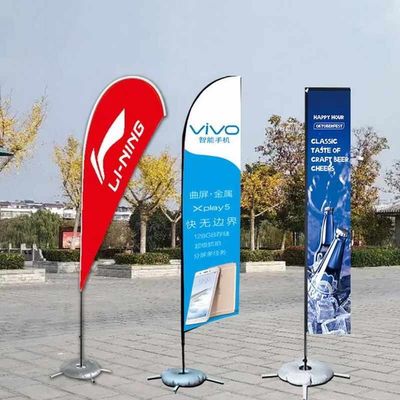 Different height feather teardrop/rectangular beach flag with Inject Water Basement Holder, Aluminum Pole, Cross Base spike Telescopic flying banners 